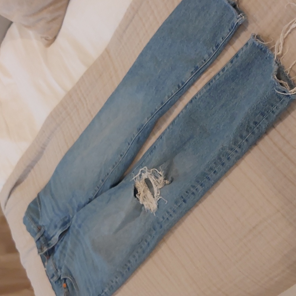 Madewell distressed straight leg denim